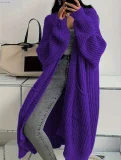 Loose and Versatile Lazy Style Long-sleeved Knitted Cardigan Sweater Jacket