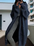 Loose and Versatile Lazy Style Long-sleeved Knitted Cardigan Sweater Jacket