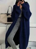 Loose and Versatile Lazy Style Long-sleeved Knitted Cardigan Sweater Jacket