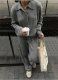 Solid Color Simple Knitted Cardigan High Waist Casual Pants Set