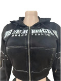 Casual and Comfortable Contour Embroidered Sports Sweatshirt Two-piece Set