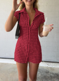 Fashionable Plaid Waist-cinching Shirt Button-down Short Dress