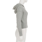 Casual Cable Knit Pants + Zipper Hoodie Jacket Two-Piece Set