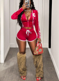 Fashionable Long-sleeved Hooded top and Waist-length Sports Shorts Set