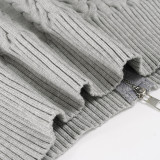 Casual Cable Knit Pants + Zipper Hoodie Jacket Two-Piece Set