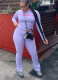 Solid Color Letter Print Cropped Hooded Top Sexy Tights Set