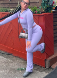 Solid Color Letter Print Cropped Hooded Top Sexy Tights Set