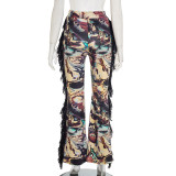 Sexy Skinny Tassel Flared Trousers