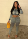 High-Waisted High-Elastic Slim-Fit Hip-Lifting Trendy Trousers Two-Piece Set