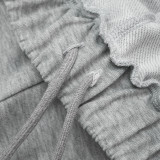Solid Color Basic Style Wide-leg Slit Elastic Waist Casual Sweatpants