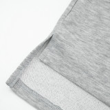 Solid Color Basic Style Wide-leg Slit Elastic Waist Casual Sweatpants