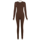 New Solid Color Tight-fitting High-waist Sports Jumpsuit