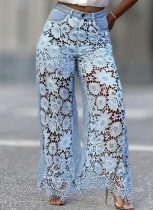 2025 New Hollow Lace Stitching Jeans