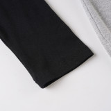 Casual Tight-fitting Contrast Color Raglan Long-sleeved Sports Short Jumpsuit