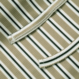 New Striped Single-Breasted Long Sleeve Drawstring Pants Two-Piece Set