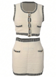 Temperamental One-Shoulder Camisole Short Top High Waist Short Skirt Suit
