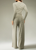New Striped Single-Breasted Long Sleeve Drawstring Pants Two-Piece Set