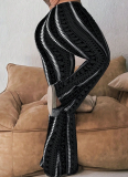 Trendy Contrasting Stripes Design Elastic Loose Bootcut Casual Pants