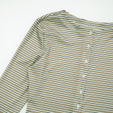 New Striped Single-Breasted Long Sleeve Drawstring Pants Two-Piece Set