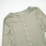 New Striped Single-Breasted Long Sleeve Drawstring Pants Two-Piece Set