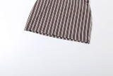 Striped Long Sleeve Collarless Buttoned Sexy Slim-Fit Short Skirt Suit