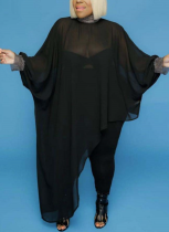 Fashionable Plus Size Digital Printing Loose Irregular Top Dress