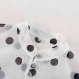 Polka Dot Stand-up Collar French Niche Design Ruffled Tie Shirt