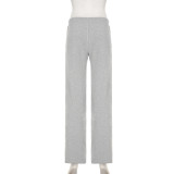 Casual Lace-Up Bell Sleeve Top Plus Fleece Loose Pants Pajamas Two-Piece Set