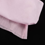 New V-neck Long Sleeve Design Sense Bow Tie Top Half-length Skirt Two-piece Set