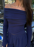 Casual Off-the-Shoulder Collar Long Pants Suit