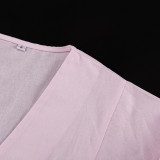 New V-neck Long Sleeve Design Sense Bow Tie Top Half-length Skirt Two-piece Set