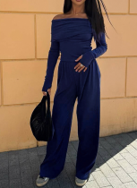 Casual Off-the-Shoulder Collar Long Pants Suit