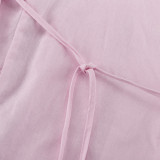 New V-neck Long Sleeve Design Sense Bow Tie Top Half-length Skirt Two-piece Set