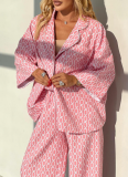 Hot-selling 7/8 Sleeve Collarless Cardigan Top with Pants Two-piece Set