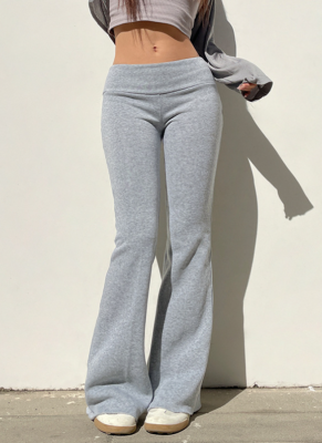 Casual Solid Color Thin Velvet Low Waist Slim Bottom Flared Sweatshirt Trousers