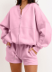 Casual Long Sleeve Sweatshirt Jacket Short Two-Piece Set
