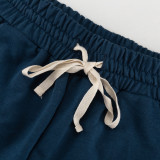 Sporty Style Contrast Color Pullover Striped Sweatshirt Drawstring Trousers Set