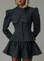 Designer Minority Lapel Long Sleeve Blazer Top Short Skirt High-End Two-Piece Set