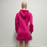 Hoodie Pure Craft Color Feather Stitching Dress