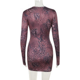 Sexy Deep V-neck Halter-back Long-sleeved Hip Dress