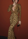 Sexy Twist Long Sleeve Leopard Print Maxi Dress