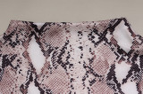 Fashionable Snake Print Long-sleeved Slim-fit Jumpsuit