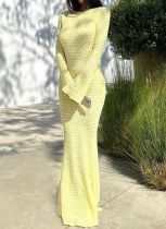 New Backless European and American Long-sleeved A-line Dress With Straps