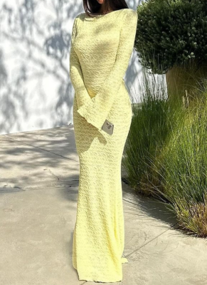New Backless European and American Long-sleeved A-line Dress With Straps