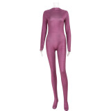 Fashionable Snake Print Long-sleeved Slim-fit Jumpsuit