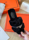 New H-Shaped Plush Flat-Soled Outer Wear Net Celebrity Flat-Soled Lady Gentle Slippers