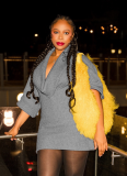 Autumn And Winter Sexy Loose Woolen Short Dress