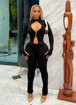 Sexy Two-Piece Hollow Hook-Button Top And Zipper Pants