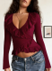 New Women's Ruffled Long-Sleeved Top