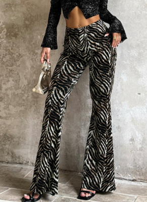 New Style Casual Sexy Rhinestone Pattern Flared Pants